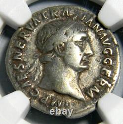 Roman Coin Trajan /victoire III 98-117 Argent Denarius Ngc Très Beau