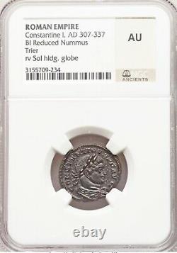 Roman Constantine I Bi Nummus Ae3 Pièce (307-337 Ad) Certifiée Ngc Au