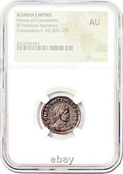 Roman Constantine I, Le Grand Coin Ngc Certifié Ua Dans Wood Box & Story Card