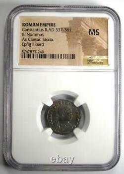 Roman Constantius II Bi Nummus Coin (337-361 Ad) Certifié Ngc Ms (unc)