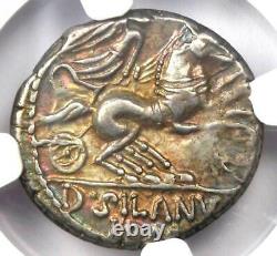 Roman D. Silanus Lf. Ar Denarius Silver Coin 91 Bc Certifié Ngc Choice Vf