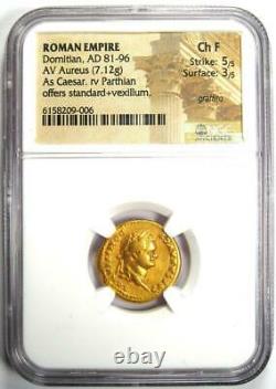 Roman Domitian Gold Av Aureus Coin 81-96 Ad Certifié Ngc Choice Fine Rare