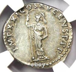 Roman Domitian Rr Denarius Silver Coin 81-96 Ad Certifié Ngc Xf (ef)