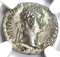 Roman Domitien Ar Denarius Argent Monnaie 81-96 Certifié Ngc Xf Choix (ef De)