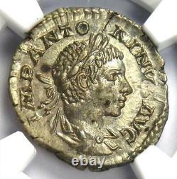 Roman Elagabalus Ar Denarius Silver Coin 218-222 Ad Certifié Ngc Ms (unc)