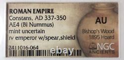 Roman Empire Contains Ad 337-350 Ae4 Emperor Avec Slear, Shield Au Ngc Incient Coin