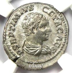 Roman Geta Ar Denarius Silver Coin 209-211 Ad Certifié Ngc Au Rare