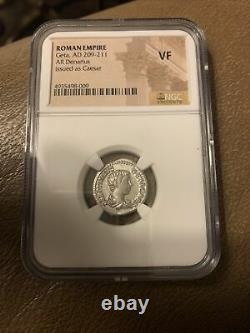 Roman Geta Ar Denarius Silver Coin 209-211 Ad Certifié Ngc Vf- Rare