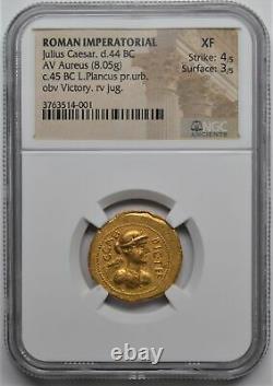 Roman Impératoire Jules César 44bc Av Aureus Gold Coin Ngc Anciens Xf