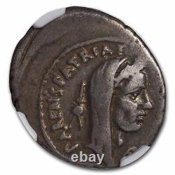 Roman Imperatorial Ar Denarius Jules César (44 Av. J.-c.) Ch Fine Ngc Sku#257681