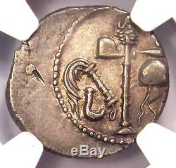 Roman Jules César Ar Denarius Monnaie 48 Bc Elephant Serpent Certifié Ngc Au