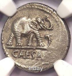 Roman Jules César Ar Denarius Monnaie 48 Bc Elephant Serpent Ngc Ua Condition
