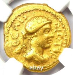 Roman Julius Caesar Gold Av Aureus Coin (45 Av. J.-c., L. Plancus) Certifié Ngc Vf