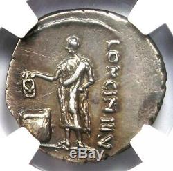 Roman L. Cassius Longinus Ar Denarius Vesta Pièce 63 Bc Ngc Xf Choix