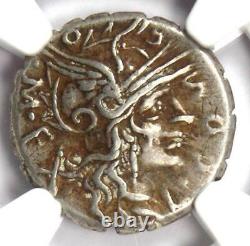 Roman L. Cosconius Mf. Ar Denarius Serratus Silver Coin 118 Bc Ngc Choice Vf