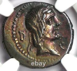 Roman L.c. Piso Frugi Ar Denarius Apollo Silver Coin 90 Bc Certifié Ngc Au