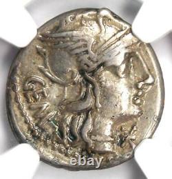 Roman M. Abur. Geminus Ar Denarius Silver Coin 132 Bc Certifié Ngc Choice Vf