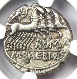 Roman M. Baebius Qf. Tampilus Ar Denarius Silver Coin 137 Bc Certifié Ngc Vf