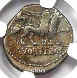 Roman M. Volteius Mf. Ar Denarius Silver Coin 78 Bc Certifié Ngc Vf