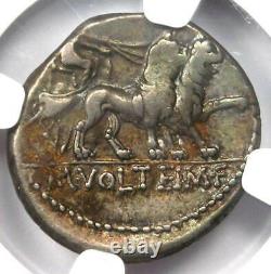 Roman M. Volteius Mf. Ar Denarius Silver Coin 78 Bc Certifié Ngc Vf