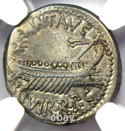 Roman Marc Antony Ar Denarius Argent Galley Coin 30 Bc Ngc Choice Vf (très Fin)