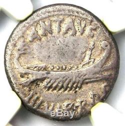 Roman Marc Antony Ar Denarius Argent Monnaie 30 Bc Certifié Ngc Choix Fin