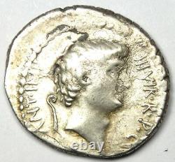 Roman Marc Antony Ar Denarius Coin Ahenobarbus 40 Av. J.-c. Ngc Vf (certificat Photo)