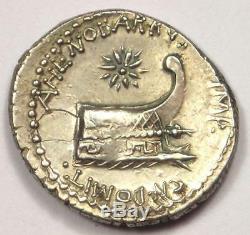 Roman Marc Antony Ar Denarius Coin Ahenobarbus 40 Av. Ngc Vf (certificat Photo)