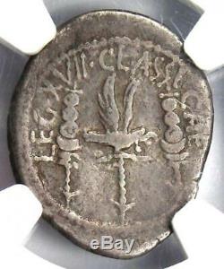 Roman Marc Antony Ar Denarius Silver Coin 32 Bc Certifié Ngc Choix Fin