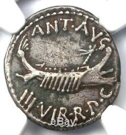 Roman Marc Antony Ar Denarius Silver Coin 32 Bc Certifié Ngc Choix Vf