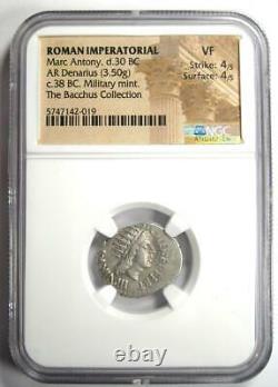 Roman Marc Antony Ar Denarius Silver Coin 38 Bc Certifié Ngc Vf (très Beau)