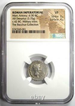 Roman Marc Antony Ar Denarius Silver Coin 42 Bc Certifié Ngc Vf (très Fine)