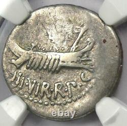 Roman Marc Antony Ar Denarius Silver Galley Coin 30 Bc Ngc Vf (très Beau)