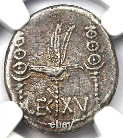 Roman Marc Antony Ar Denarius Silver Galley Coin 30 Bc Ngc Vf (très Beau)