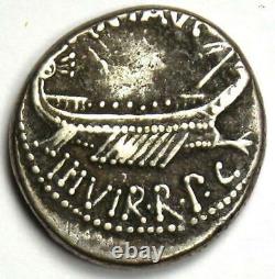 Roman Marc Antony Ar Denarius Silver Galley Coin 30 Bc Ngc Vf (very Fine)