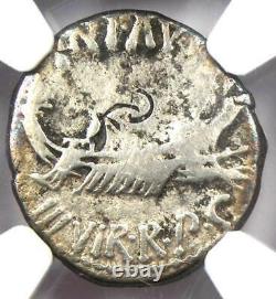 Roman Marc Antony Ar Denarius Silver Galley Ship Coin 32 Bc Ngc Choice Amende