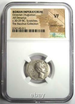 Roman Octave Augustus Ar Denarius Silver Coin 30 Bc Certifié Ngc Vf