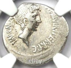 Roman Octave Augustus Ar Denarius Silver Coin 37 Bc Certifié Ngc Vf