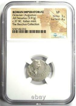 Roman Octave Augustus Ar Denarius Silver Coin 37 Bc Certifié Ngc Vf