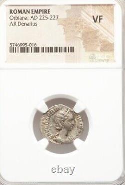 Roman Orbiana Denarius Concordia Rv Ngc Vf Pièce D'argent Antique
