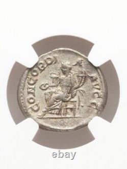 Roman Orbiana Denarius Concordia Rv Ngc Vf Pièce D'argent Antique