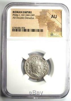 Roman Philip I Ar Double Coin Denier (244-249 Ad) Certifié Ngc Au