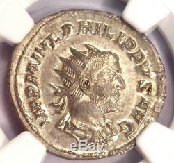 Roman Philip I Ar Double Coin Denier 244-249 Ad Certifié Ngc Ms Condition