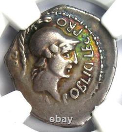 Roman Pompey Junior Ar Denarius Silver Coin 45 Bc Rainbow Tone Ngc Vf