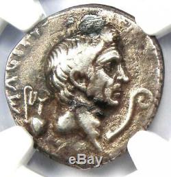 Roman Pompey Magnus Ar Denarius Argent Monnaie 42 Bc Certifié Ngc Vf (plugged)