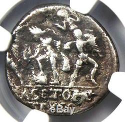 Roman Pompey Magnus Ar Denarius Argent Monnaie 42 Bc Certifié Ngc Vf (plugged)