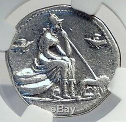 Roman République 115bc Anonyme Ancien Argent Monnaie Loup Romulus Remus Ngc I77274