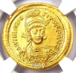 Roman Theodosius II Av Solidus Gold Coin 402-450 Ad Ngc Au 5/5 Strike
