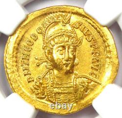 Roman Theodosius II Av Solidus Gold Coin 402-450 Ad Ngc Choice Au 5/5 Strike