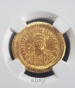 Roman Theodosius Solidus Ngc? Ms Pièce D'or Ancienne